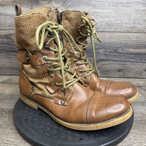 Jump J-75 Deploy Combat Boots Brown Leather and Canvass Lace Up Zip Size 7
